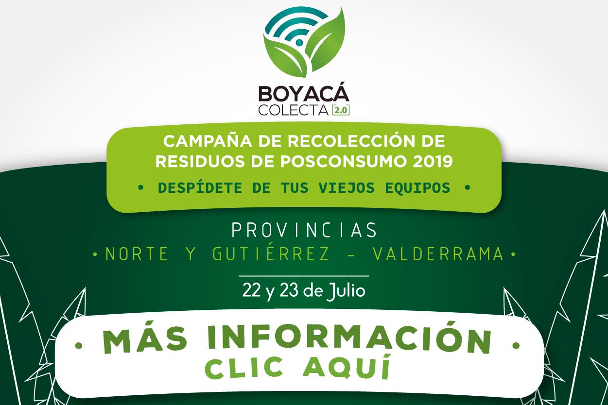 Gobernación de Boyacá, el Grupo Retorna y Corpoboyacá realizan Campaña de Recolección de Residuos de Posconsumo 2019.