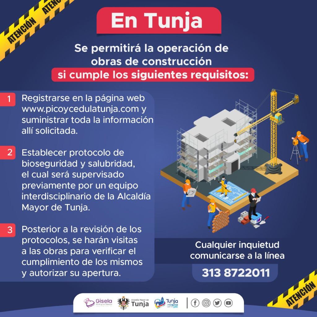 En Tunja se reactivarán las actividades de construcción cuando se cumplan protocolos