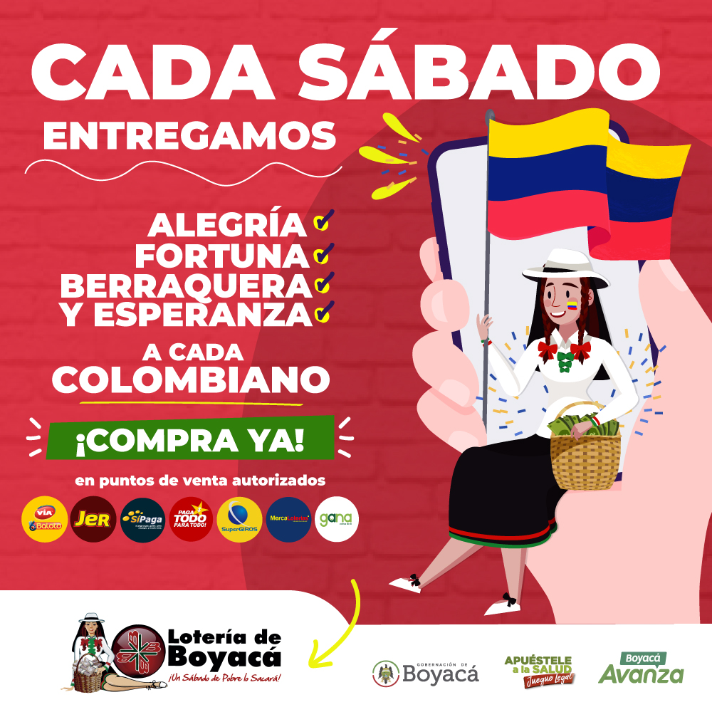 Cada Sábado, la Lotería de Boyacá ofrece Esperanza, Fortuna, Berraquera y Alegría a los Colombianos