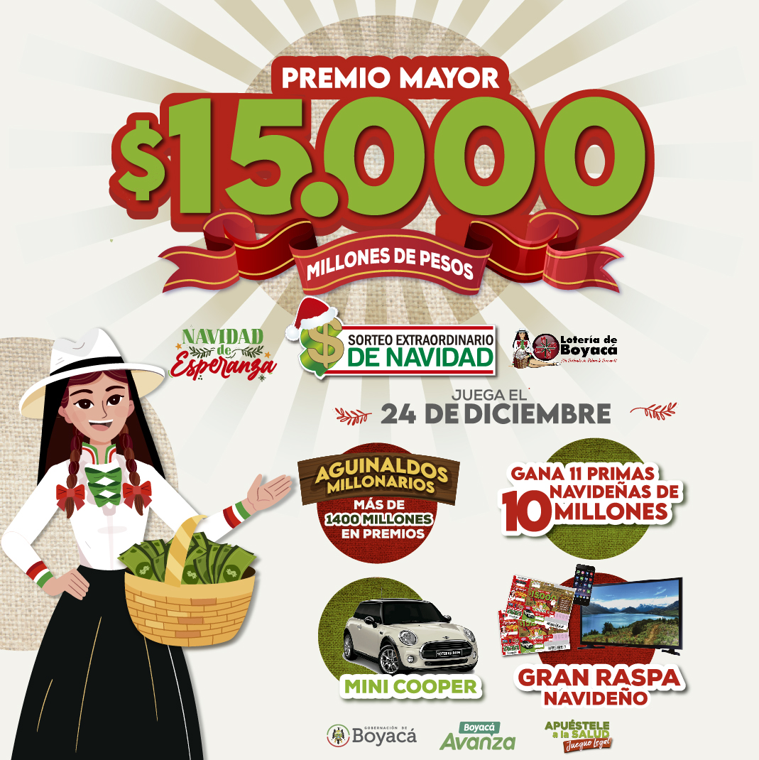 El sorteo Extraordinario de Navidad trae como premio mayor, 15 mil millones de pesos