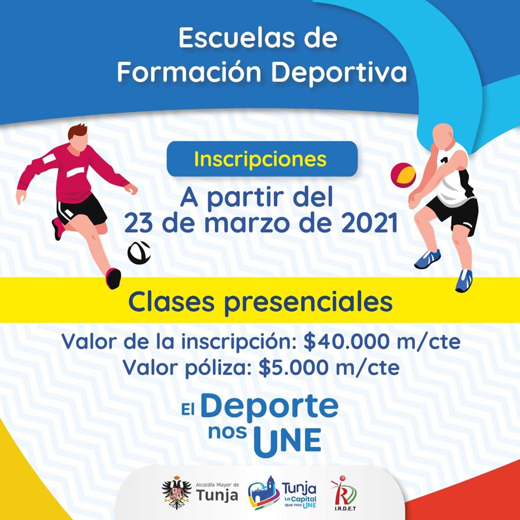 Inscripciones Escuelas de Formación Deportiva I Semestre – 2021 Cupos Limitados