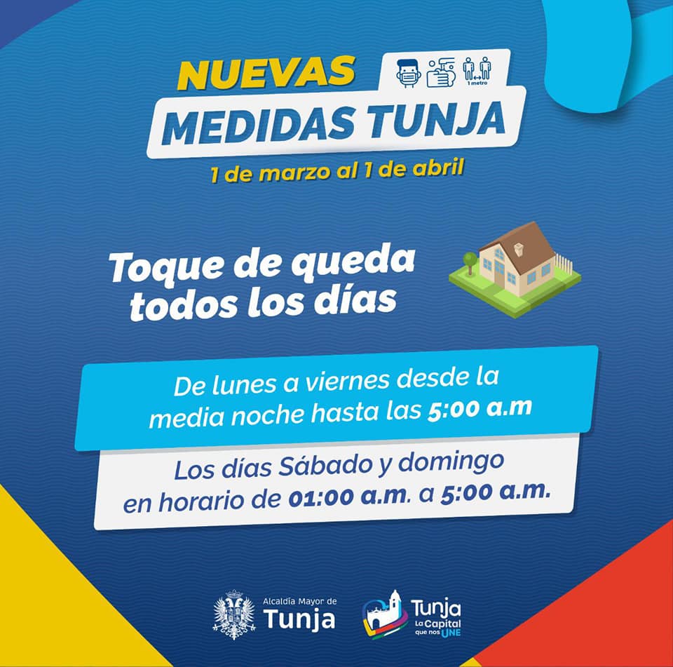 Nuevas medidas en Tunja, del 1 de marzo al 1 de abril