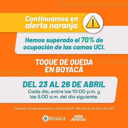 Gobernación de Boyacá decreta toque de queda en todo el departamento