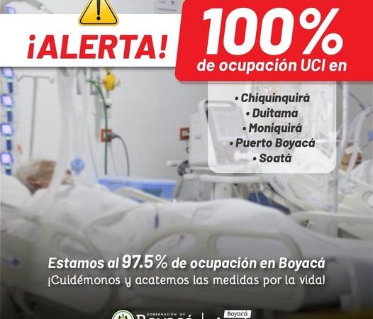 5 municipios  de Boyacá  se encuentran en el 100%de ocupación  UCI.