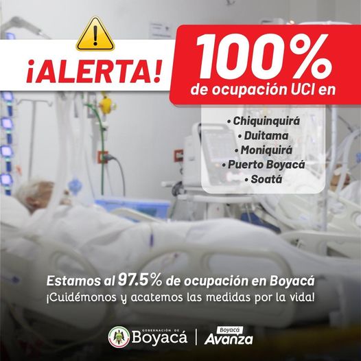 5 municipios  de Boyacá  se encuentran en el 100%de ocupación  UCI.