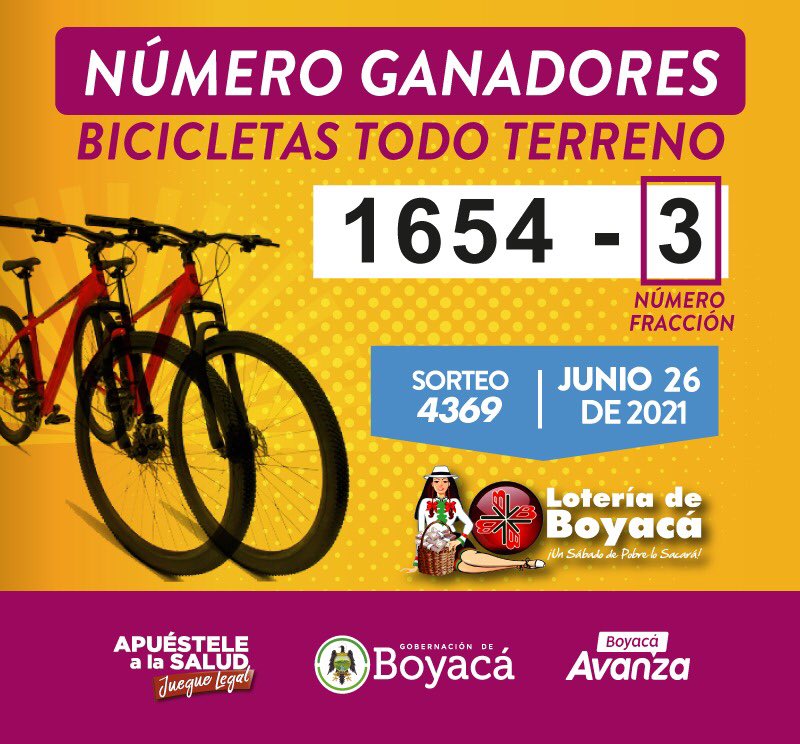 Ganadores Bicicletas todo terreno, con la Lotería de Boyacá
